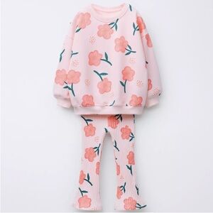 Zara sweatshirt & ribbed flare leggings set